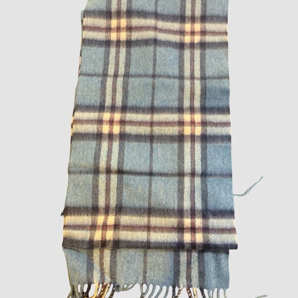 EDINBURGH 100% LAMBSWOOL SCARF CHEQUER ORANGE GREY BLUE (24534) 56x12 NWT - Picture 2 of 4